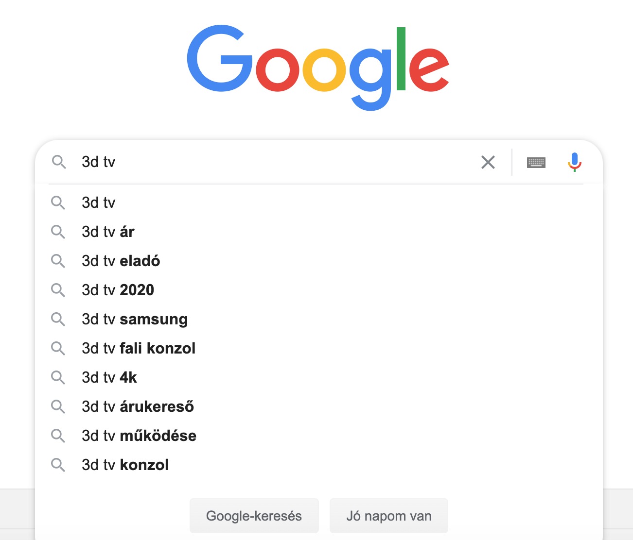 Google keresési javaslatok